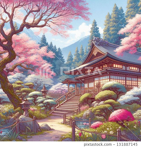 古老而美麗的日本花園，日本庭園，美麗的日本風景 131887145