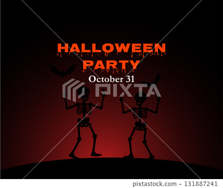 Halloween Party Skeleton Dance Illustration 131887241