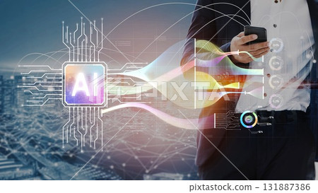 AI Brain Processing Data with Generative Artificial Intelligence Concept Muxer 131887386