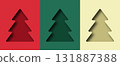 Christmas pine tree shape in red, green and cream colours with shadow for your text, Vector illustration 131887388