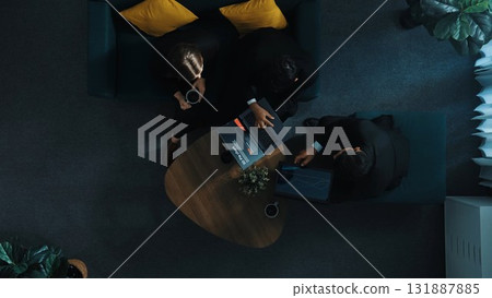 Caucasian businessman present marketing plan to project manager. Directorate. Caucasian businessman present marketing plan to project manager. Directorate. 131887885