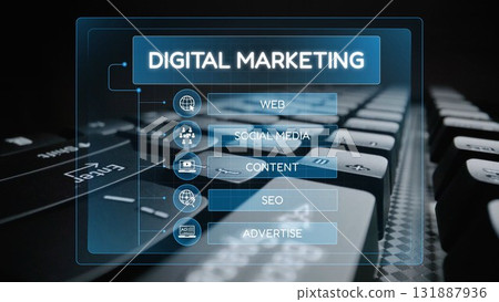Digital Marketing Structure Showing SEO, Content, and Online Advertising Muxer Digital Marketing Structure Showing SEO, Content, and Online Advertising Muxer 131887936
