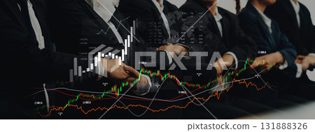 Professional Business Meeting on Financial Growth with Data Visualization, Charts, and Charts in Modern Office Environment Scalp 131888326