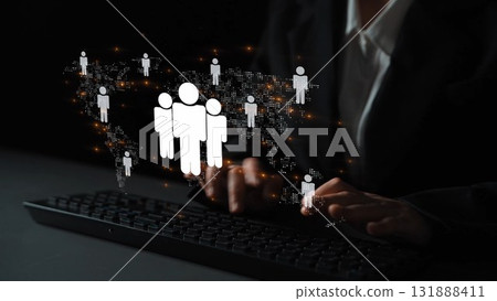 Global human network and workforce distribution on digital map Marrow 131888411