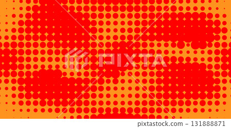 Vibrant halftone pattern with warm yellow and red tones. Vector illustration 131888871