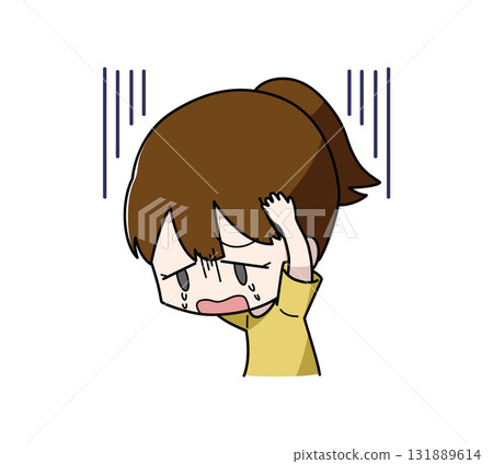 Illustration of a girl crying due to anxiety 131889614