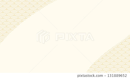 There is an orange Seigaiha pattern on the diagonal lines at the top left and bottom right, and a diagonal text space in the middle. There is an orange Seigaiha pattern on the diagonal lines at the top left and bottom right, and a diagonal text space in the middle. 131889652