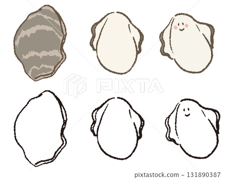 Hand drawn oysters set 131890387