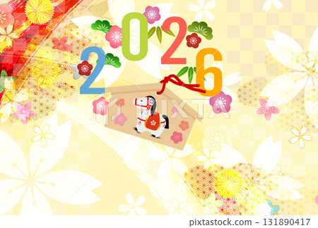 馬年賀卡十二生肖背景 131890417