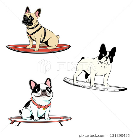 Surfing French Bulldogs 131890435
