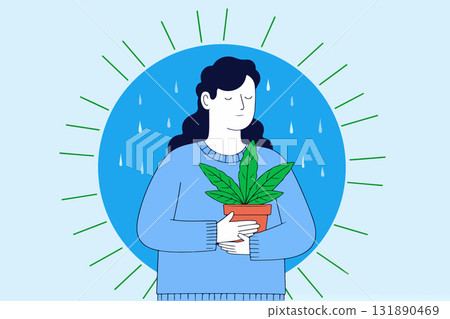 Woman Holding Potted Plant 131890469