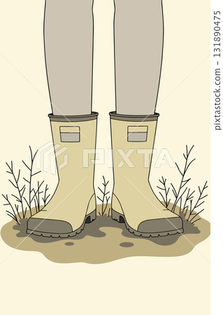 Cartoon Wellies in Mud 131890475