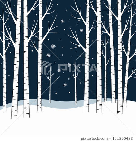Winter Birch Forest Snowfall Winter Birch Forest Snowfall 131890488