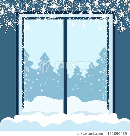 Winter Window Scene Winter Window Scene 131890489