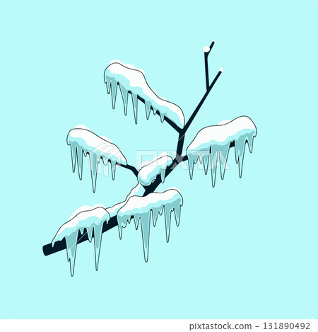 Snow-covered Branch with Icicles Snow-covered Branch with Icicles 131890492