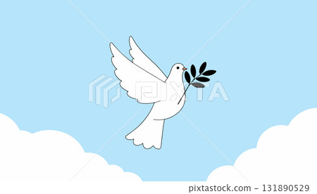 Dove of Peace with Olive Branch 131890529