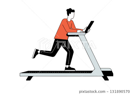 Man Running on Treadmill 131890570