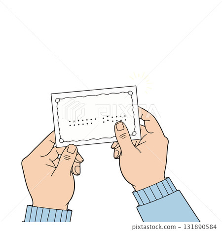 Hands Holding Braille Card Hands Holding Braille Card 131890584
