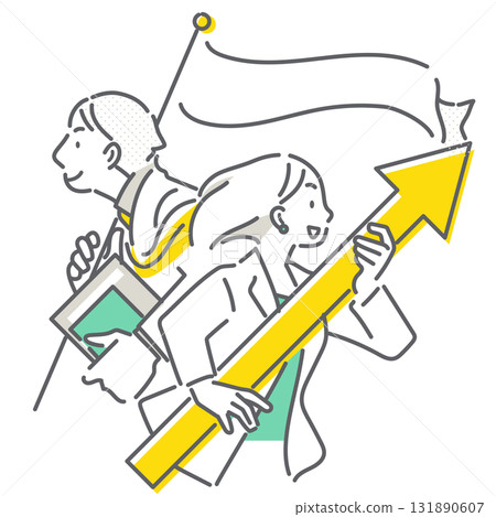 A consultant who leads you to success - simple and stylish line drawing illustration 131890607