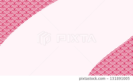 A Japanese pattern background of red Seigaiha waves. There is a large text space in the center like a flowing river. Easy to use for New Year's cards. 131891005