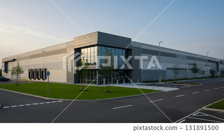 A newly built logistics center in the suburbs 131891500