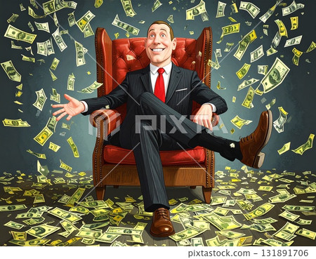 一個有很多錢的商人的插圖 一個有很多錢的商人的插圖 131891706