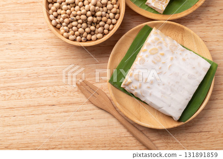 Tempeh made from fermented soybeans, Traditional Indonesian food, Healthy vegan and plant based Tempeh made from fermented soybeans, Traditional Indonesian food, Healthy vegan and plant based 131891859
