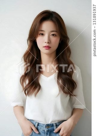 長袖T卹模型 131891937