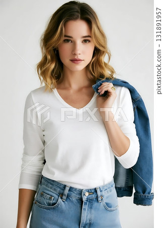 長袖T卹模型 131891957