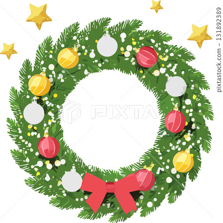 Christmas wreath decorated with ornaments (vector) Christmas wreath decorated with ornaments (vector) 131892389
