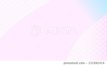 In the center of the pink gradation Seigaiha pattern there is a large text space that resembles a flowing river. 131892414