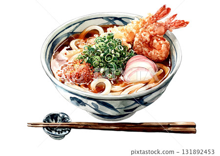 Tempura udon illustration (watercolor style) 131892453