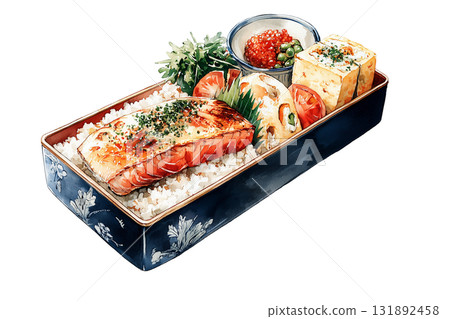 日式便當插畫（水彩風格） 131892458