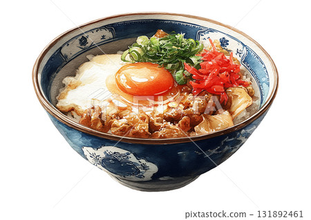 Beef bowl illustration (watercolor style) Beef bowl illustration (watercolor style) 131892461