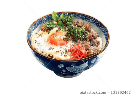 Beef bowl illustration (watercolor style) 131892462