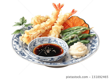 什錦天婦羅插圖(水彩風格) 什錦天婦羅插圖(水彩風格) 131892465