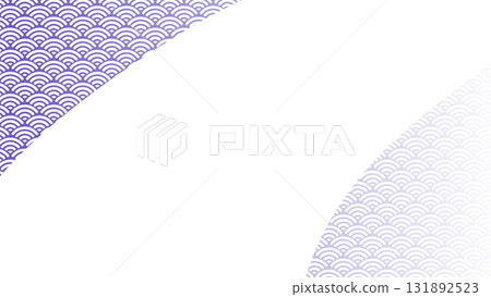 There is a large text space like a flowing river in the center of the purple gradient and green sea waves. 131892523