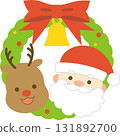 Christmas wreath, Santa Claus and reindeer 131892700