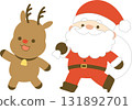 Cute Santa Claus and reindeer running 131892701