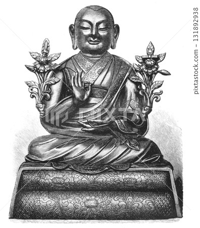 19th Century Buddhist Studies Illustrations of Buddhist Statues 131892938