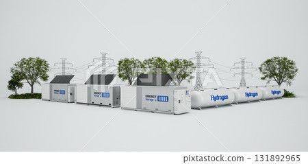 Alternative energy concept with group of energy storage systems or battery container units with various sources of energy 131892965