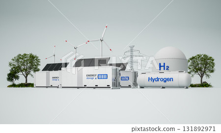 Alternative energy concept with group of energy storage systems or battery container units with various sources of energy 131892971