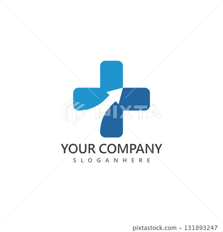 creative medical cross with negative space of arrow logo design vector for healthcare company 131893247