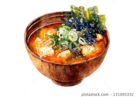Miso soup illustration (watercolor style) Miso soup illustration (watercolor style) 131893332