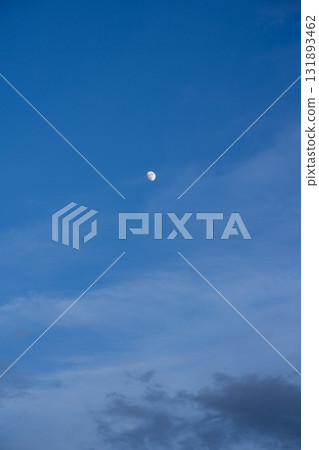 nature and landscape concept with cloudy sky wit rainbow and moon in raining season 131893462