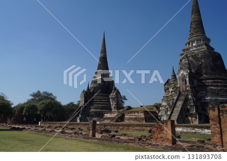 泰國大城府歷史公園帕西善佩寺的風景 泰國大城府歷史公園帕西善佩寺的風景 131893708