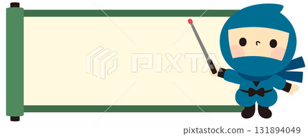 Ninja holding a scroll (horizontal) and a pointer 131894049