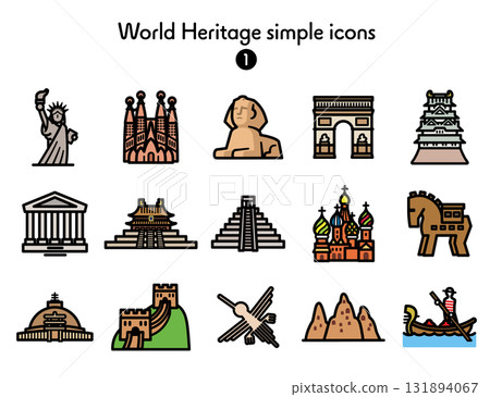 簡單圖標集合世界遺產 131894067