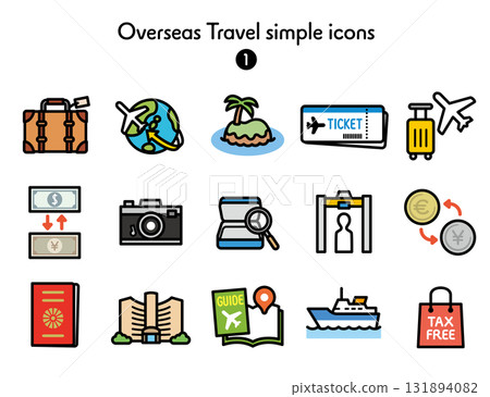 簡單圖示集合海外旅行 131894082
