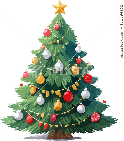 用裝飾品裝飾的聖誕樹（向量） 131894152